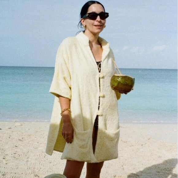 La Veste Ship Wheel Kimono Towel Dress in Orange - Picture 2 of 16